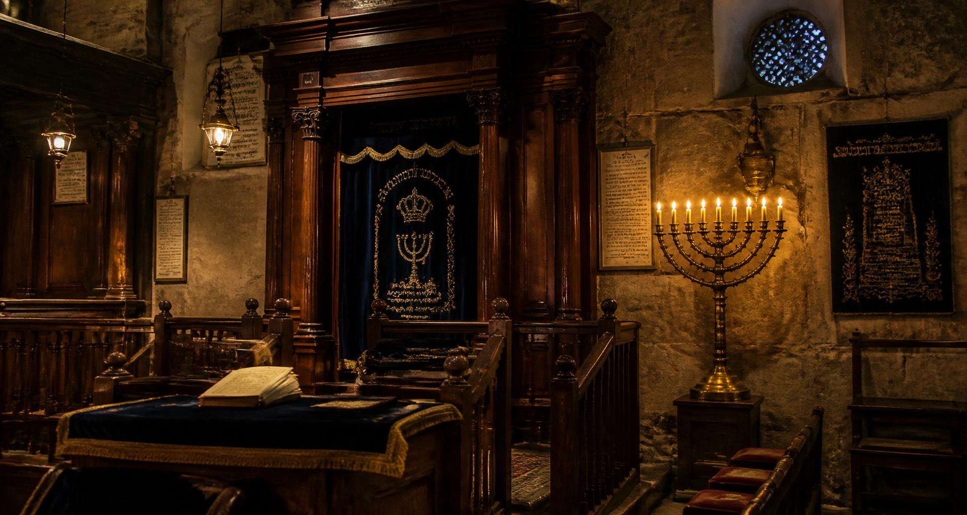 תמונת בית כנסת בתאורת נרות